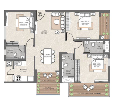Type D floor plan